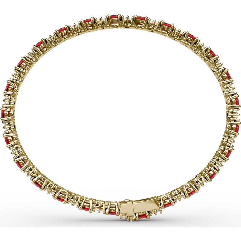 Alternating Round Ruby and Pavé Diamond Tennis Bracelet by Fana - 7.75 Carat Total Gemstone Weight