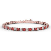 Alternating Round Ruby and Pavé Diamond Tennis Bracelet by Fana - 7.75 Carat Total Gemstone Weight