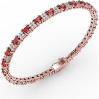 Alternating Round Ruby and Pavé Diamond Tennis Bracelet by Fana - 7.75 Carat Total Gemstone Weight