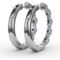 Alternating Round Sapphire and Diamond Hoop Earrings by Fana - 1.10 Carat Total Gemstone Weight