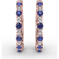 Alternating Round Sapphire and Diamond Hoop Earrings by Fana - 1.10 Carat Total Gemstone Weight