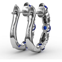 Alternating Round Sapphire and Pavé Diamond Hoop Earrings by Fana - 1.95 Carat Total Gemstone Weight