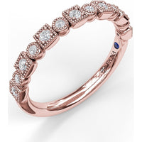 Alternating Square and Round Vintage-Inspired Diamond Band by Fana - 0.19 Carat Total Diamond Weight