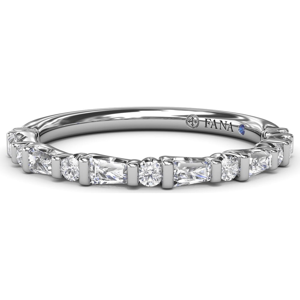 Alternating Tapered Baguette and Round Diamond Anniversary Band by Fana - 0.32 Carat Total Diamond Weight