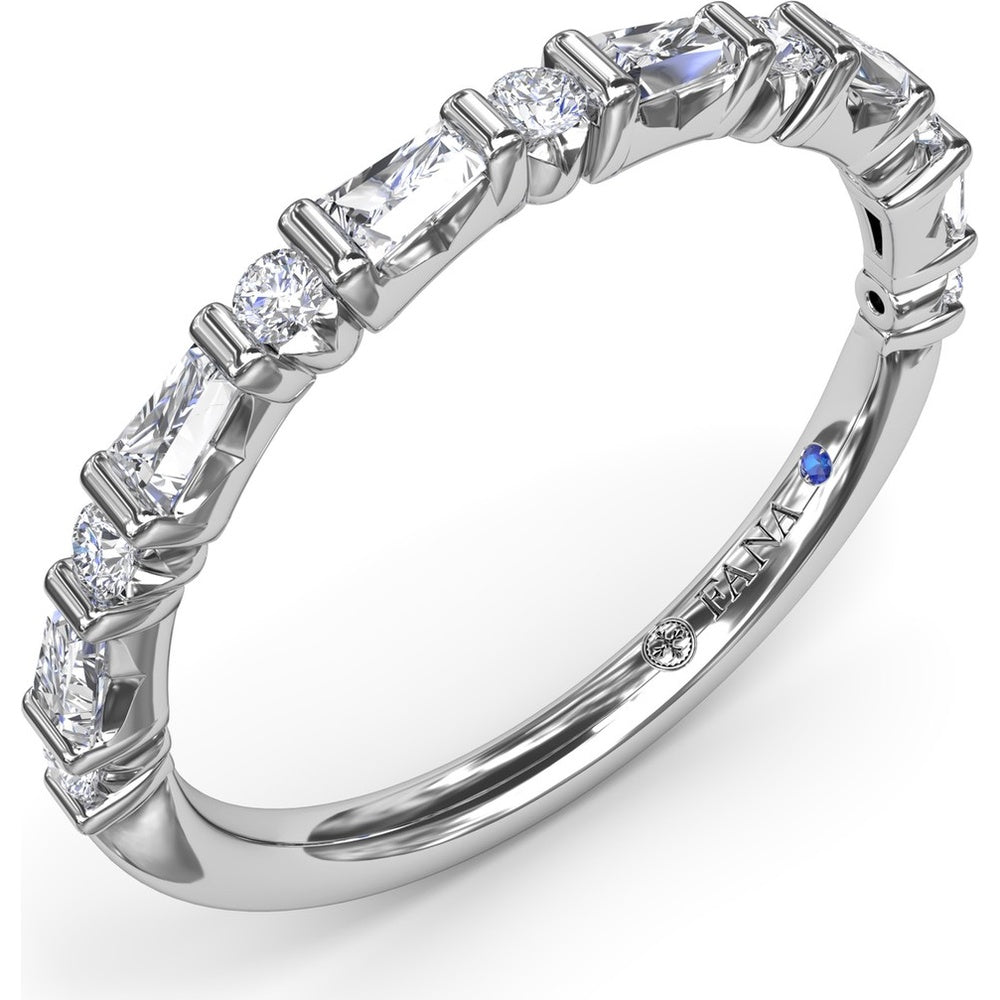 Alternating Tapered Baguette and Round Diamond Anniversary Band by Fana - 0.32 Carat Total Diamond Weight