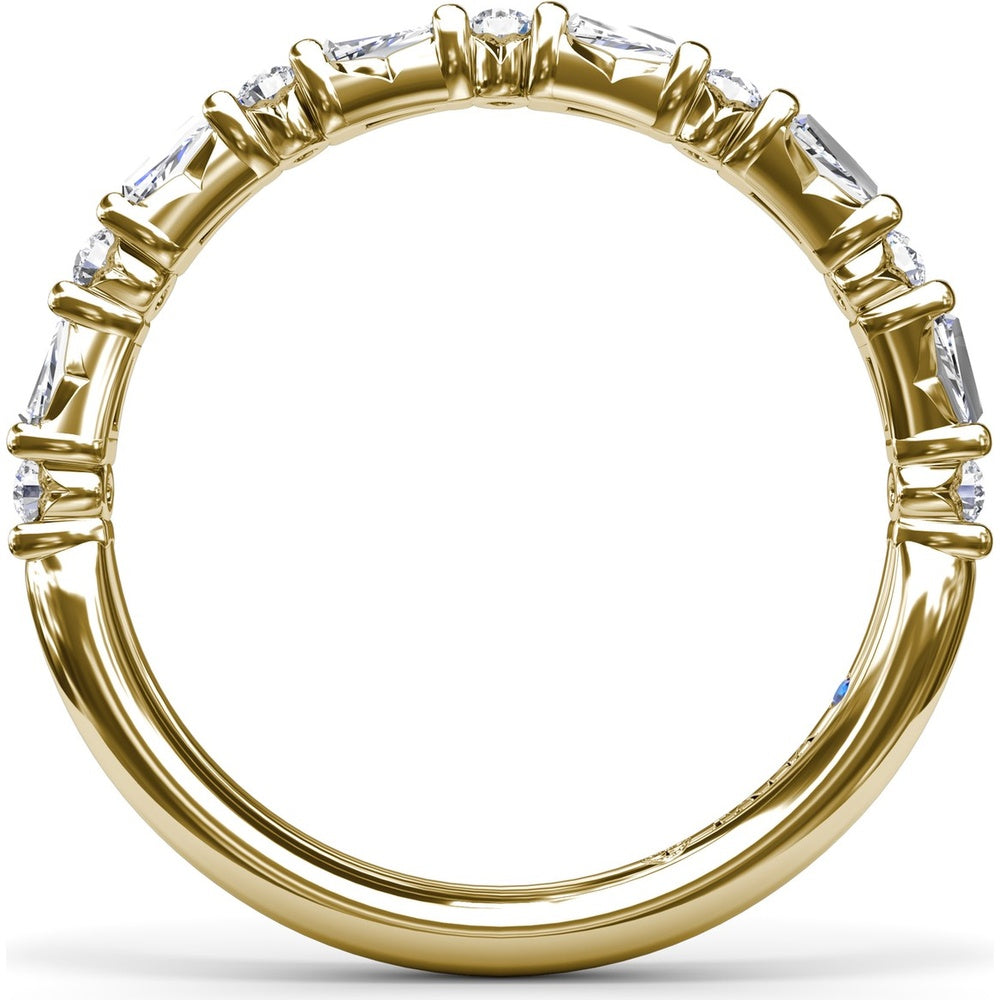 Alternating Tapered Baguette and Round Diamond Anniversary Band by Fana - 0.32 Carat Total Diamond Weight