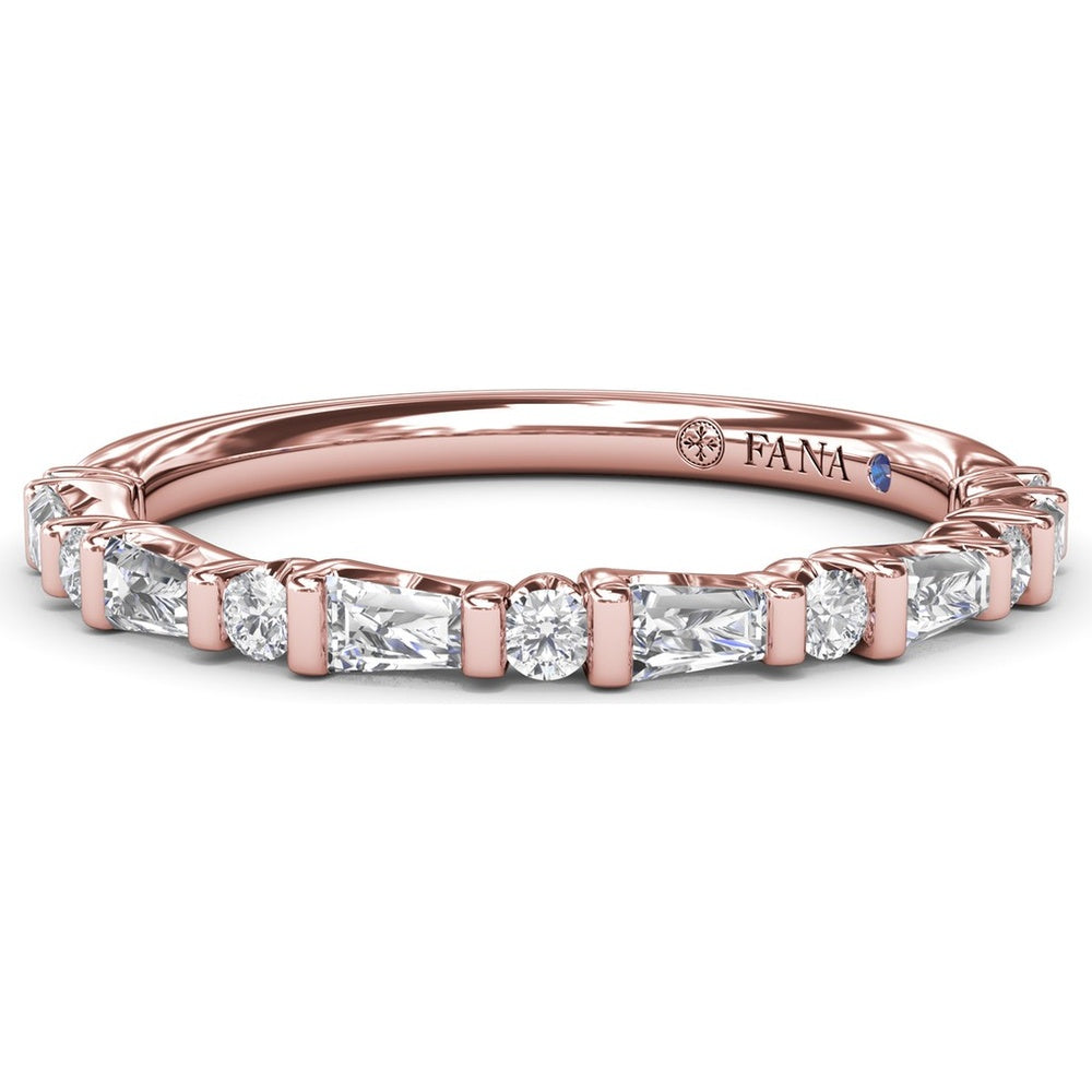 Alternating Tapered Baguette and Round Diamond Anniversary Band by Fana - 0.32 Carat Total Diamond Weight