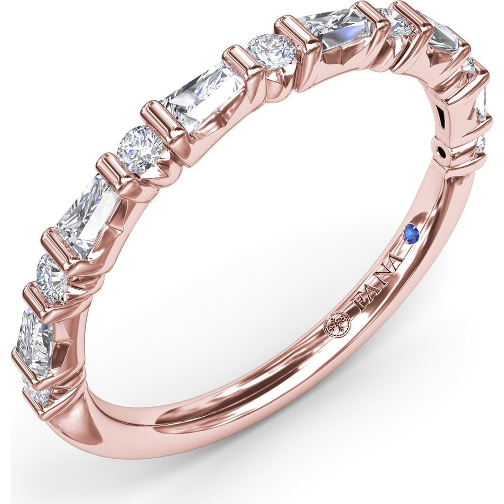 Alternating Tapered Baguette and Round Diamond Anniversary Band by Fana - 0.32 Carat Total Diamond Weight