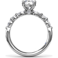 Alternating Teardrop and Round Diamond Engagement Ring Setting with Hidden Halo - 0.52 Carat Total Side Stone Weight by Fana