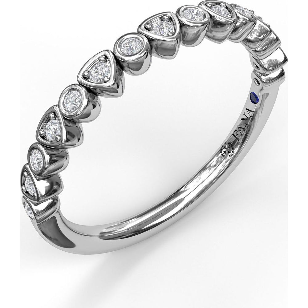 Alternating Trillion and Bezel Set Round Diamond Band by Fana - 0.12 Carat Total Diamond Weight