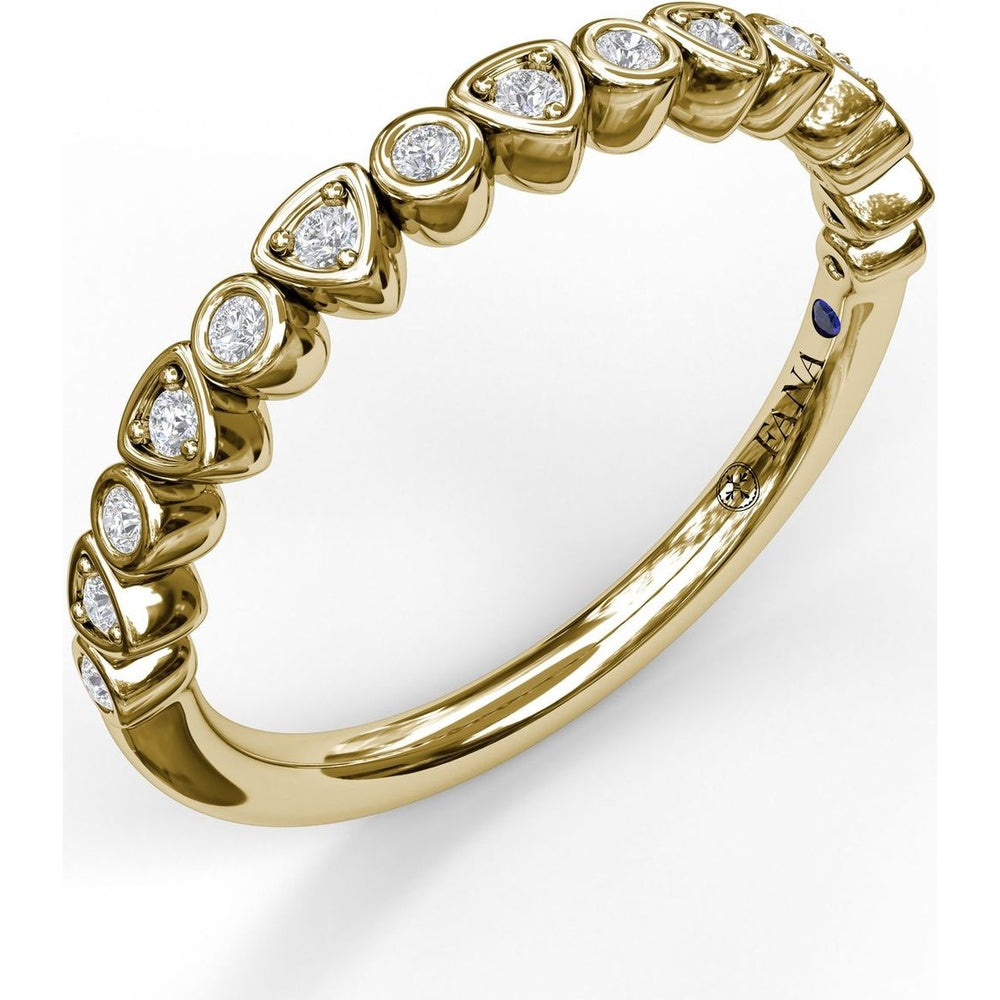 Alternating Trillion and Bezel Set Round Diamond Band by Fana - 0.12 Carat Total Diamond Weight