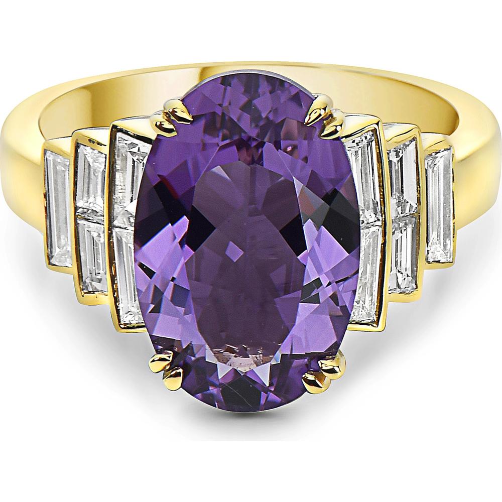Amethyst and Diamond Amathyst Step Ring in 18K Yellow Gold by Charles Krypell