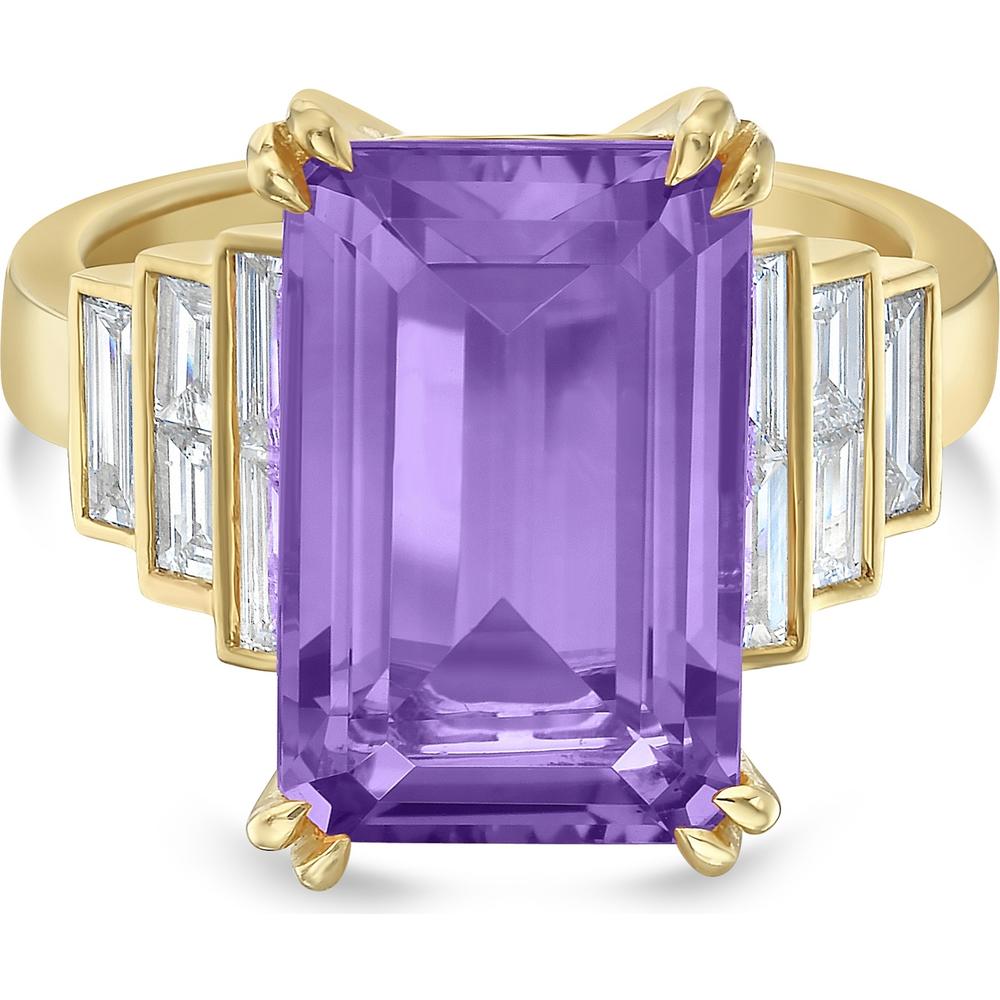Amethyst and Diamond Amethyst Step Ring in 18K Yellow Gold by Charles Krypell