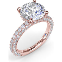 Angelic Solitaire Engagement Ring Setting with Hidden Halo and Pavé Diamond Band by Fana - 1.49 Carat Total Diamond Weight