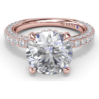 Angelic Solitaire Engagement Ring Setting with Hidden Halo and Pavé Diamond Band by Fana - 1.49 Carat Total Diamond Weight