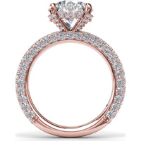 Angelic Solitaire Engagement Ring Setting with Hidden Halo and Pavé Diamond Band by Fana - 1.49 Carat Total Diamond Weight