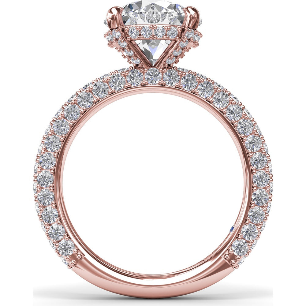 Angelic Solitaire Engagement Ring Setting with Hidden Halo and Pavé Diamond Band by Fana - 1.49 Carat Total Diamond Weight