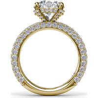 Angelic Solitaire Engagement Ring Setting with Hidden Halo and Pavé Diamond Band by Fana - 1.49 Carat Total Diamond Weight