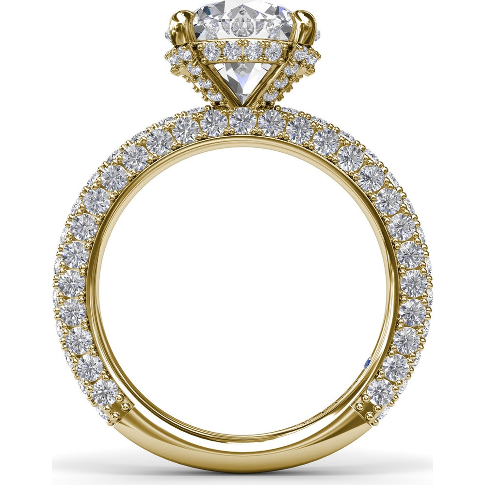 Angelic Solitaire Engagement Ring Setting with Hidden Halo and Pavé Diamond Band by Fana - 1.49 Carat Total Diamond Weight