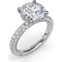 Angelic Solitaire Engagement Ring Setting with Hidden Halo and Pavé Diamond Band by Fana - 1.49 Carat Total Diamond Weight