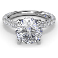 Angelic Solitaire Engagement Ring Setting with Hidden Halo and Pavé Diamond Band by Fana - 1.49 Carat Total Diamond Weight