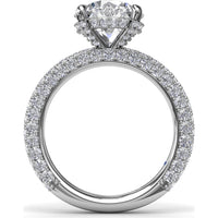 Angelic Solitaire Engagement Ring Setting with Hidden Halo and Pavé Diamond Band by Fana - 1.49 Carat Total Diamond Weight