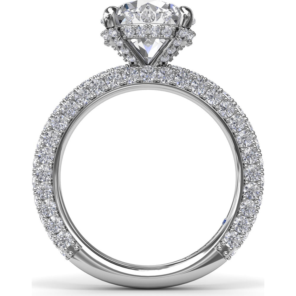 Angelic Solitaire Engagement Ring Setting with Hidden Halo and Pavé Diamond Band by Fana - 1.49 Carat Total Diamond Weight