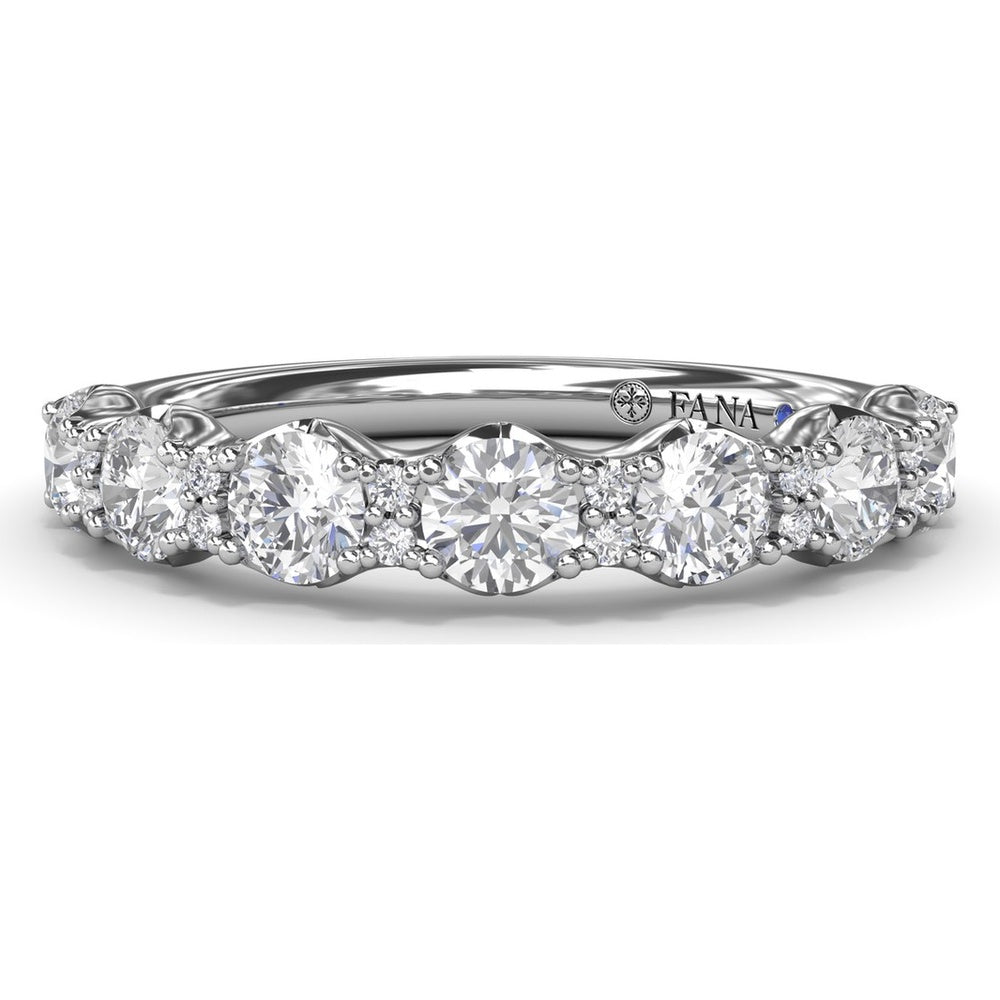Anniversary Band with Alternating 5-Prong Set Round and Pavé Accent Diamonds by Fana - 0.96 Carat Total Diamond Weight