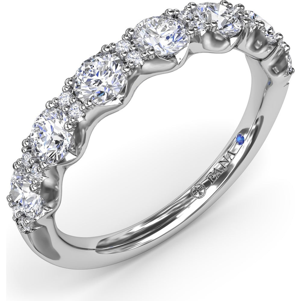 Anniversary Band with Alternating 5-Prong Set Round and Pavé Accent Diamonds by Fana - 0.96 Carat Total Diamond Weight