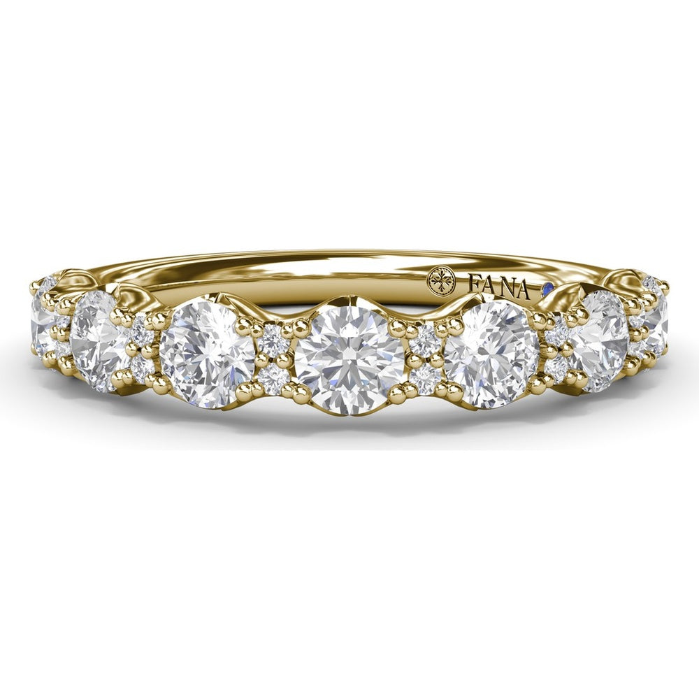 Anniversary Band with Alternating 5-Prong Set Round and Pavé Accent Diamonds by Fana - 0.96 Carat Total Diamond Weight