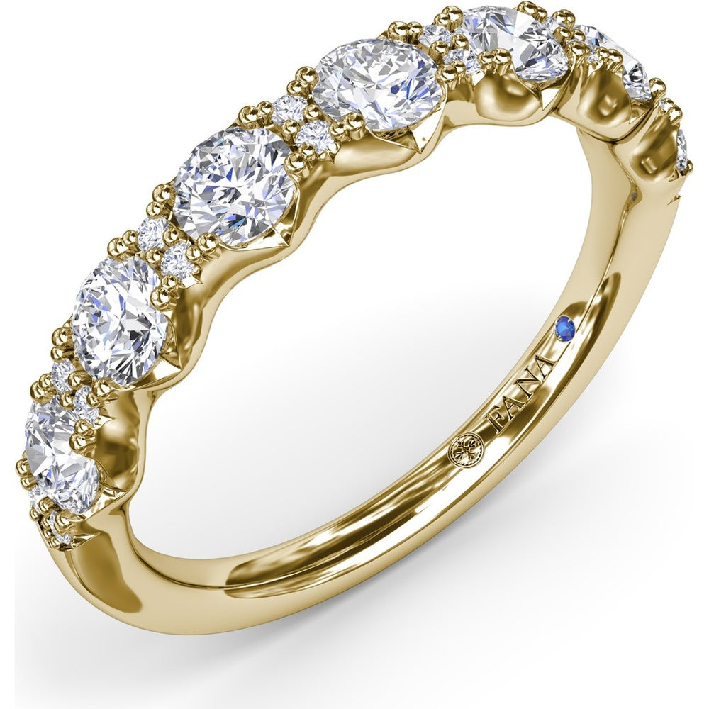 Anniversary Band with Alternating 5-Prong Set Round and Pavé Accent Diamonds by Fana - 0.96 Carat Total Diamond Weight