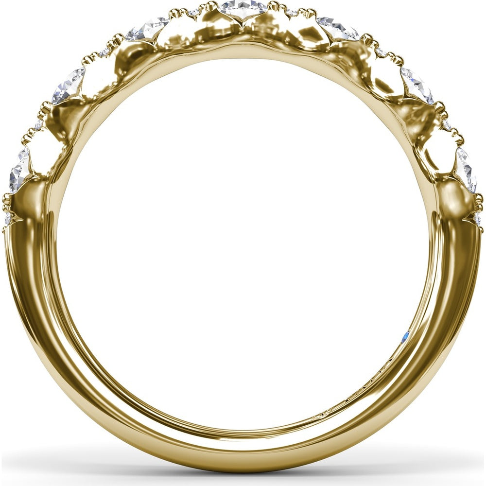 Anniversary Band with Alternating 5-Prong Set Round and Pavé Accent Diamonds by Fana - 0.96 Carat Total Diamond Weight