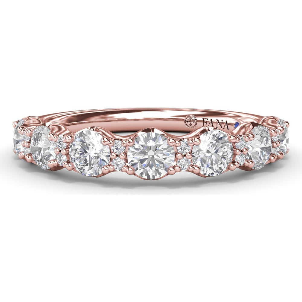 Anniversary Band with Alternating 5-Prong Set Round and Pavé Accent Diamonds by Fana - 0.96 Carat Total Diamond Weight