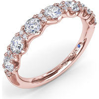 Anniversary Band with Alternating 5-Prong Set Round and Pavé Accent Diamonds by Fana - 0.96 Carat Total Diamond Weight