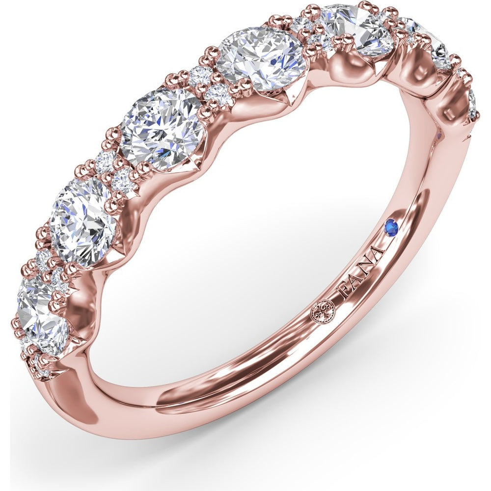 Anniversary Band with Alternating 5-Prong Set Round and Pavé Accent Diamonds by Fana - 0.96 Carat Total Diamond Weight