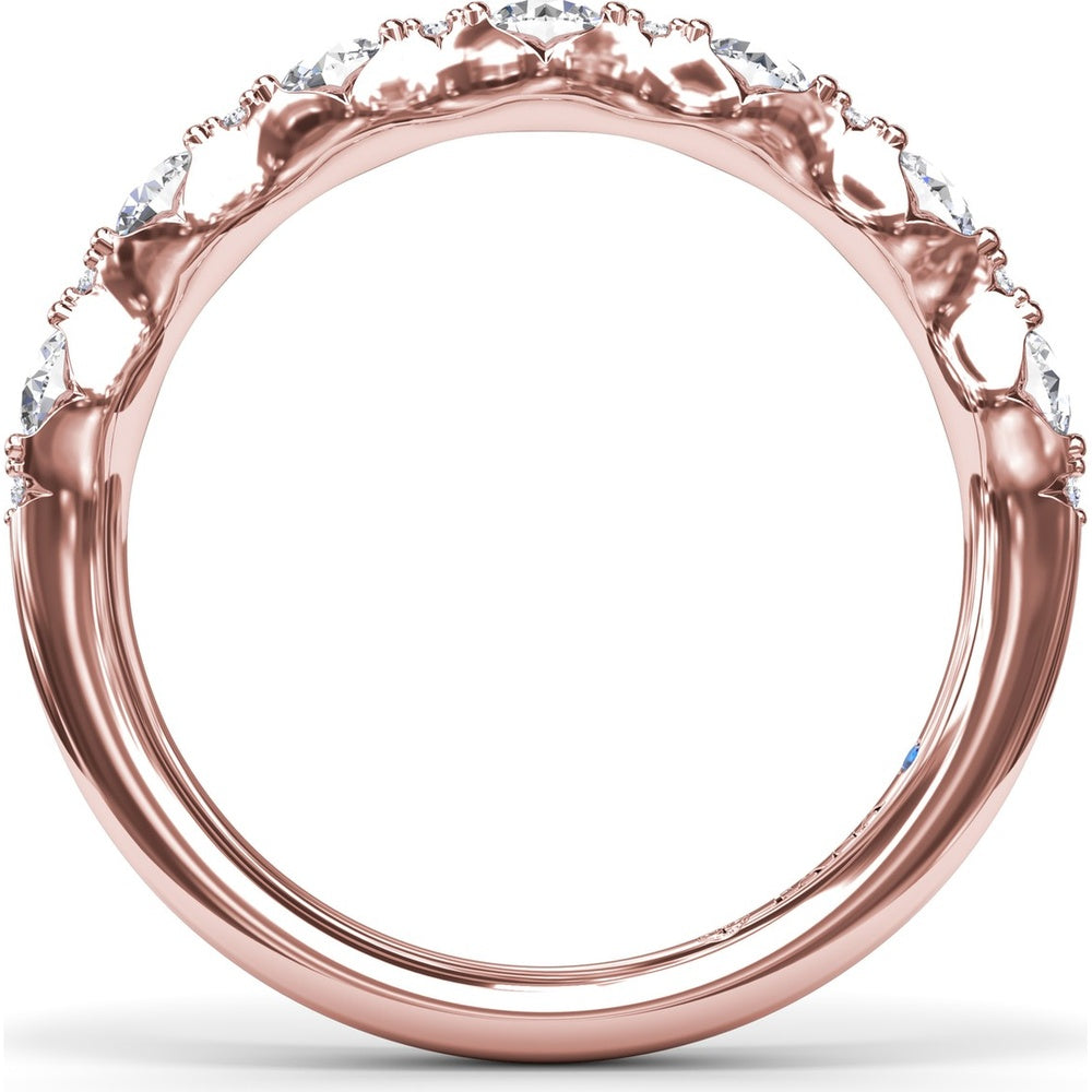 Anniversary Band with Alternating 5-Prong Set Round and Pavé Accent Diamonds by Fana - 0.96 Carat Total Diamond Weight