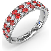 Anniversary Band with Alternating Round Rubies and Pavé Diamonds by Fana - 1.50 Carat Total Gemstone Weight