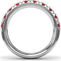 Anniversary Band with Alternating Round Rubies and Pavé Diamonds by Fana - 1.50 Carat Total Gemstone Weight