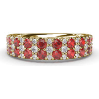 Anniversary Band with Alternating Round Rubies and Pavé Diamonds by Fana - 1.50 Carat Total Gemstone Weight