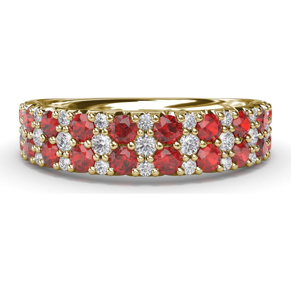Anniversary Band with Alternating Round Rubies and Pavé Diamonds by Fana - 1.50 Carat Total Gemstone Weight