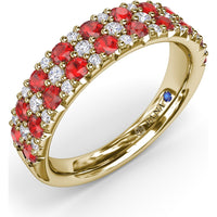 Anniversary Band with Alternating Round Rubies and Pavé Diamonds by Fana - 1.50 Carat Total Gemstone Weight