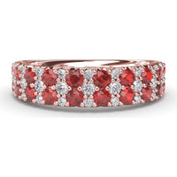 Anniversary Band with Alternating Round Rubies and Pavé Diamonds by Fana - 1.50 Carat Total Gemstone Weight