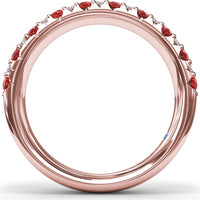 Anniversary Band with Alternating Round Rubies and Pavé Diamonds by Fana - 1.50 Carat Total Gemstone Weight