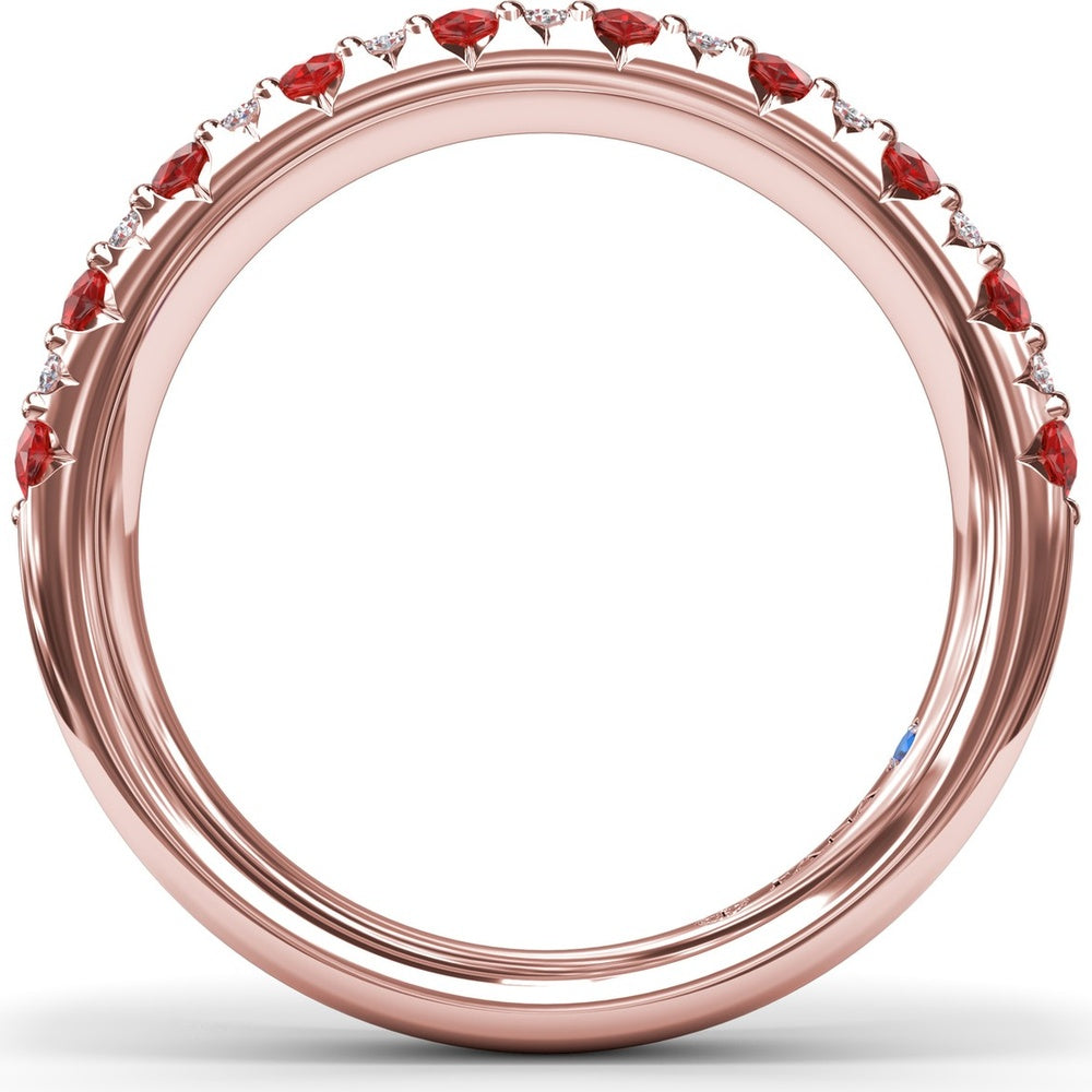 Anniversary Band with Alternating Round Rubies and Pavé Diamonds by Fana - 1.50 Carat Total Gemstone Weight