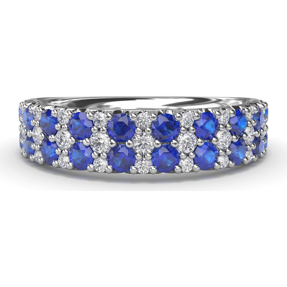 Anniversary Band with Alternating Round Sapphires and Pavé Diamonds by Fana - 1.40 Carat Total Gemstone Weight