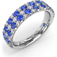 Anniversary Band with Alternating Round Sapphires and Pavé Diamonds by Fana - 1.40 Carat Total Gemstone Weight