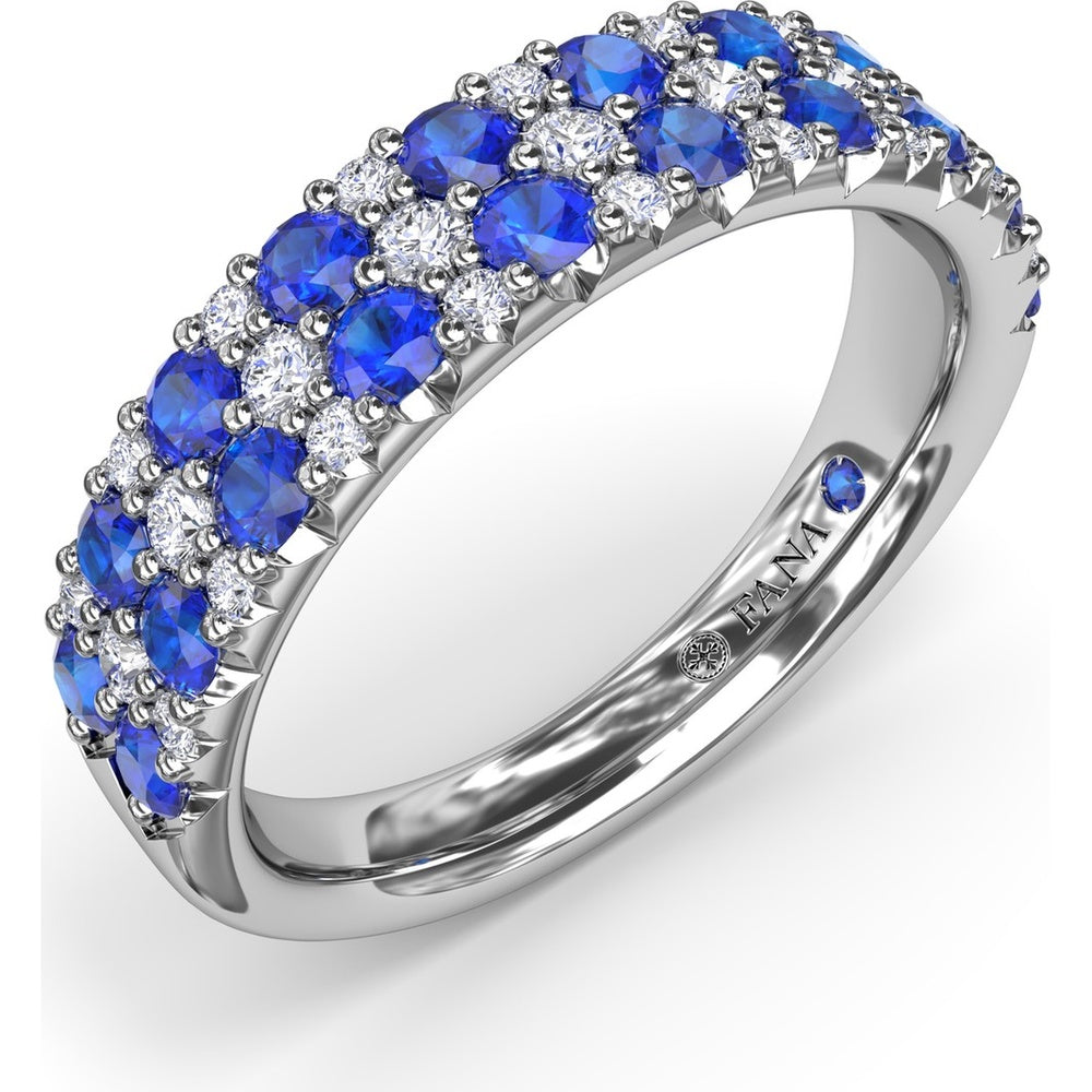 Anniversary Band with Alternating Round Sapphires and Pavé Diamonds by Fana - 1.40 Carat Total Gemstone Weight