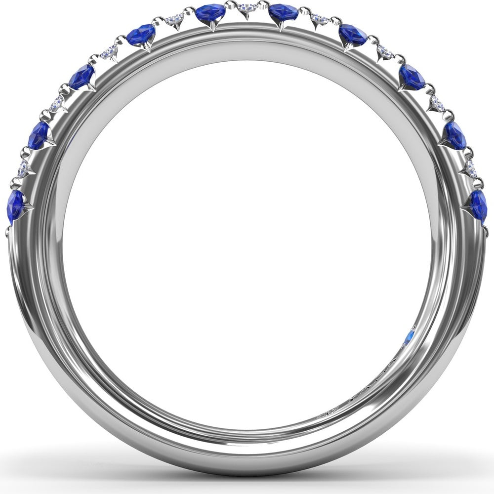 Anniversary Band with Alternating Round Sapphires and Pavé Diamonds by Fana - 1.40 Carat Total Gemstone Weight