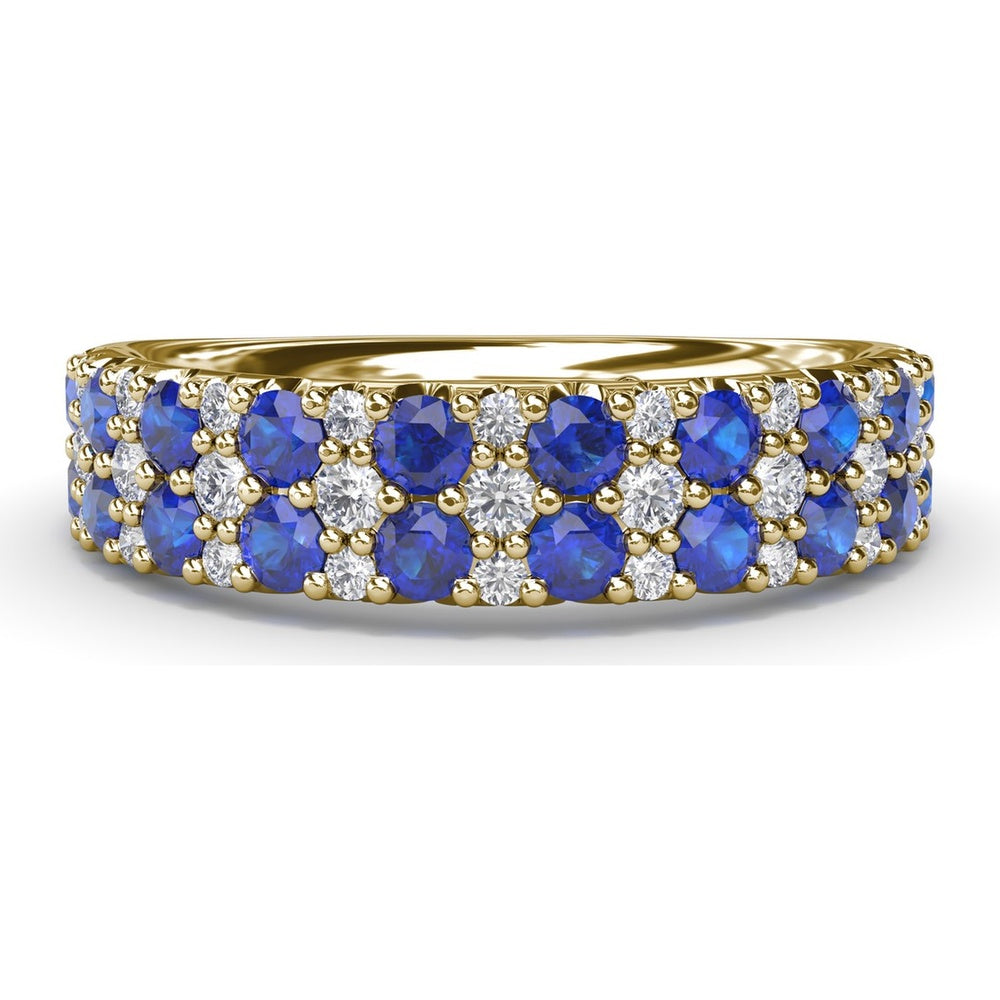 Anniversary Band with Alternating Round Sapphires and Pavé Diamonds by Fana - 1.40 Carat Total Gemstone Weight