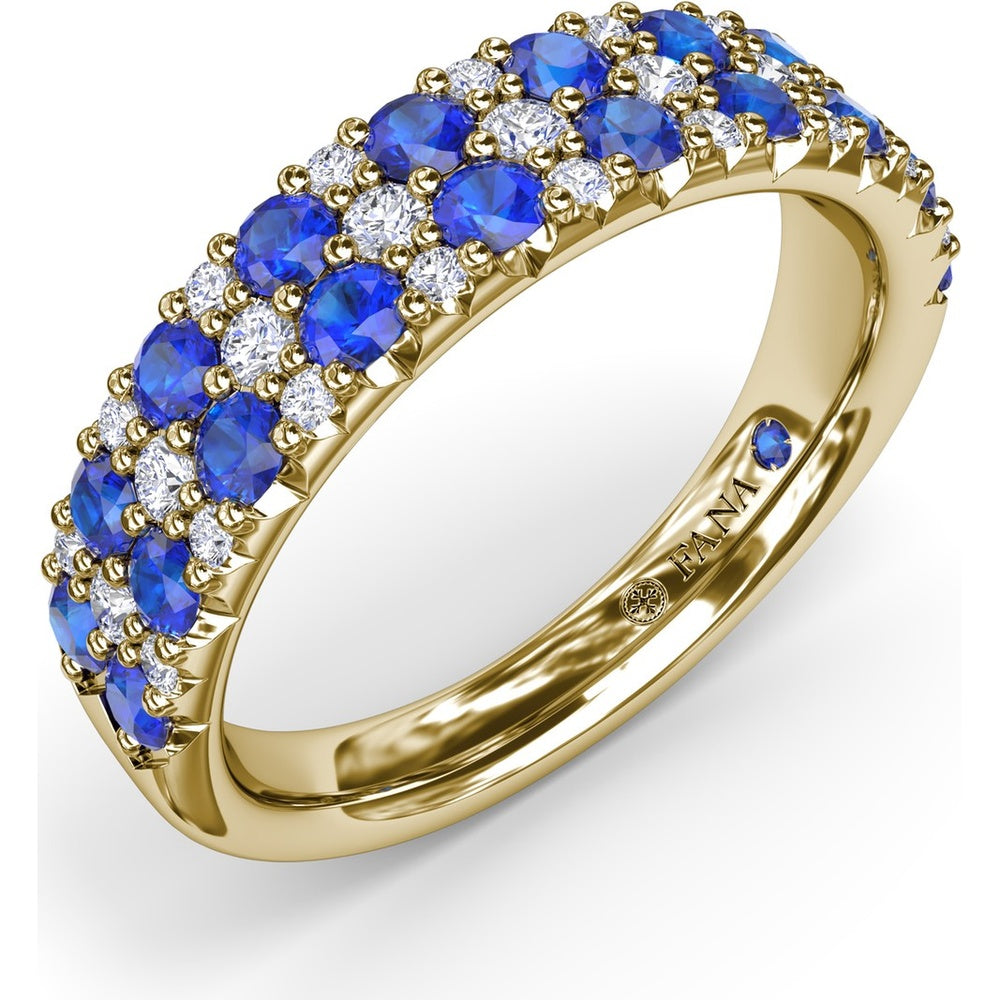 Anniversary Band with Alternating Round Sapphires and Pavé Diamonds by Fana - 1.40 Carat Total Gemstone Weight